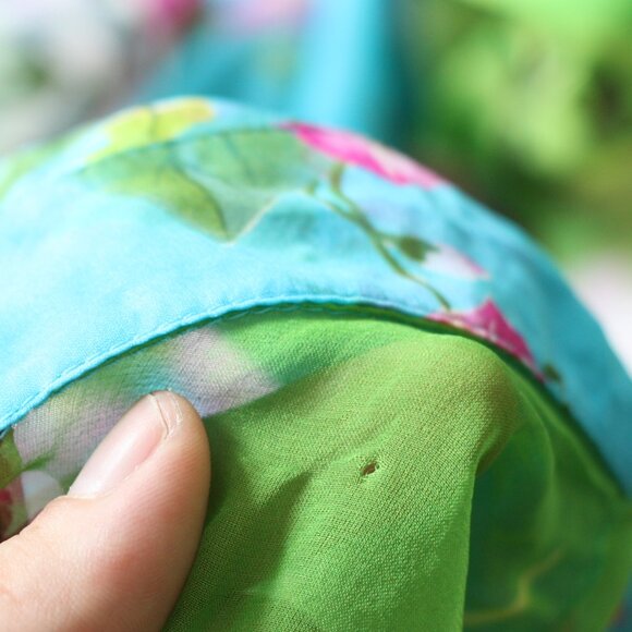 DOLCE & GABBANA Sheer Bright Green, Pink, Blue Floral Long Sleeve Silk Shirt - Picture 5 of 5